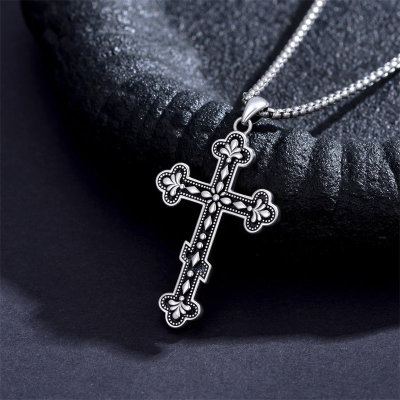 Sterling Silver Orthodox Cross Pendant Necklace Religious Gift