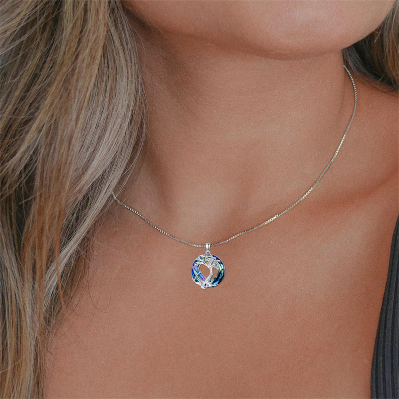 Sterling Silver Crystal Tree of Life Cardinal  Cat Hummingbird Dog Dragonfly Eagle Pendant Necklace