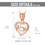 18K Gold Cubic Zirconia Double Love Heart Pendant Necklace