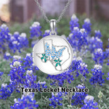 Sterling Silver Personalized Photo & Text Texas State Map Flag Photo Locket Necklace
