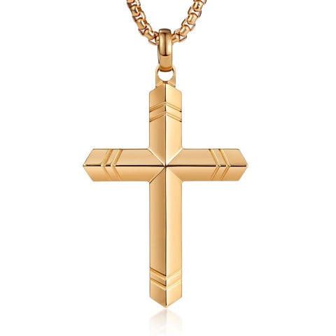 14K Gold Plated Cross Necklace for Men with Adjustable Chain Jewelry Gift for Him