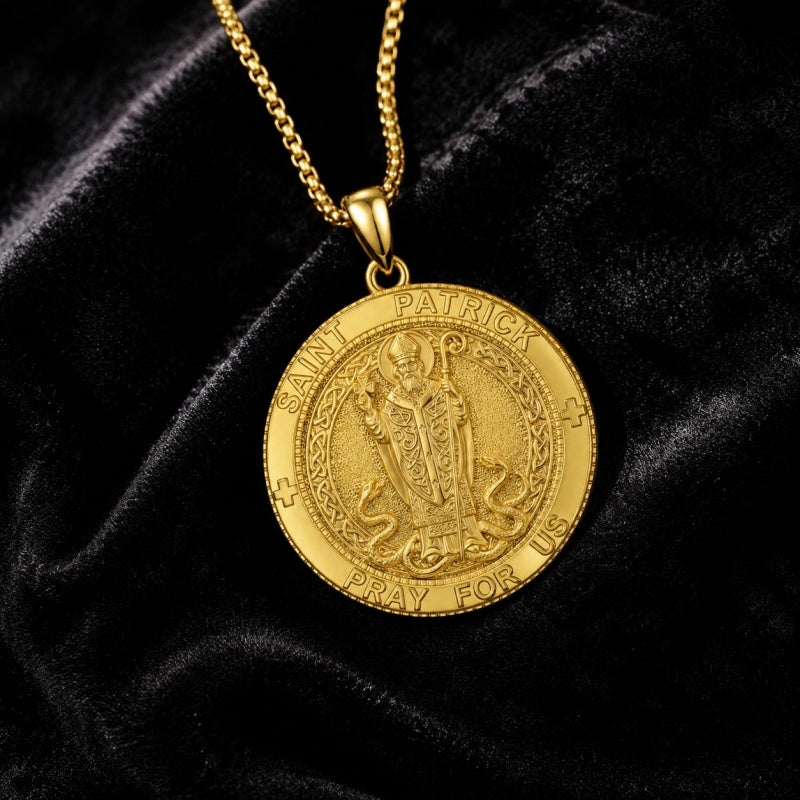 Patron Saint Medal Gold Plated Catholic Pendant Christian Religious Necklace Amulet Jewelry