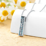 Tree of Life Turquoise Necklace 925 Sterling Silver Urn Necklace for Ashes for Women 3D Bar Cremation Turquoise Jewelry