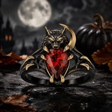 Sterling Silver  10K 14K 18K Gold Pear Shaped Birthstone Halloween Skull Bat Ring Wedding Ring  Punk Rock Jewelry