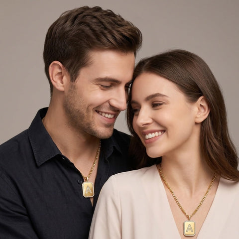 14K Gold Plated  Cubic Zirconia Initial Necklace Square Monogram Jewelry