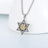 Sterling Silver Star of David Pendant Necklace for Men