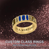 Sterling Sliver Personalied Engraved Birthstone Graduation High School Rings