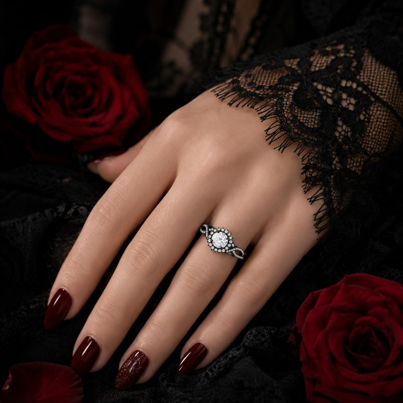 Sterling Silver 10K 14K 18K Gold Custom Engraved Moissanite Engagement Wedding Ring