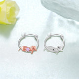 Sterling Silver Birthstone  Dachshund Hoop Earrings