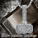 Thors Hammer Necklace 925 Sterling Silver Mjolnir Urn Necklace for Ashes Viking Norse Cremation Jewelry for Men Women