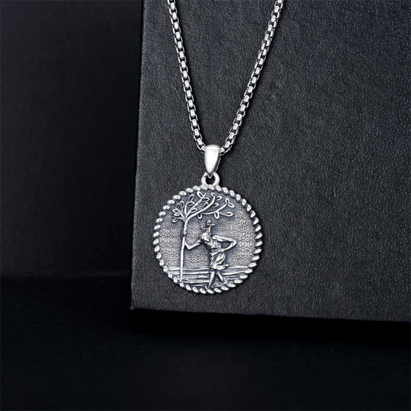 Sterling Silver Crown of Thorns Jesus St Benedict St Michael Pendant Necklace