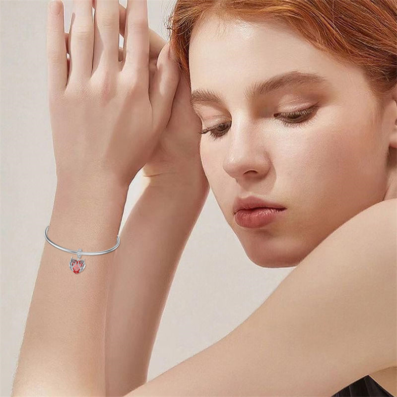 Sterling Silver Cubic Zircon Skeleton Hand Bead Charms