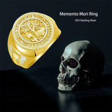 Memento Mori Ring for Men 925 Silver Tree of Life Ring Gothic Skull Memento Vivere Ring Amulet Jewelry Gift