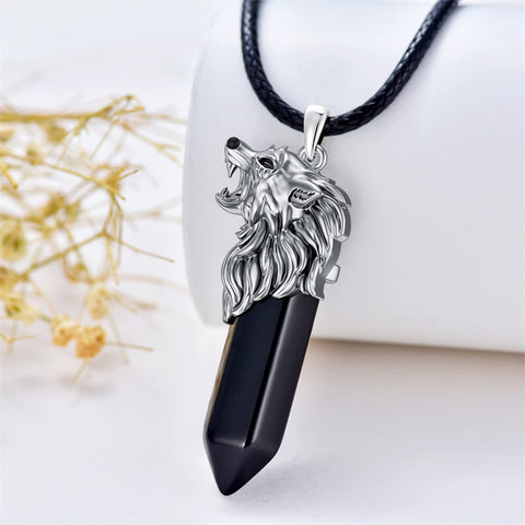 Sterling Silver Viking Dragon Eagle Wolf Animal Pendant Necklace for Men
