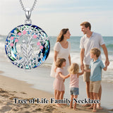 Sterling Silver Crystal Tree of Life Family Pendant Necklace for 1 to 5 Children