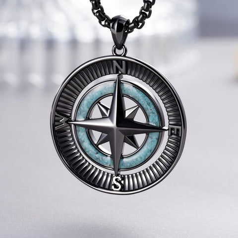 14K Gold Plated Turquoise Wolf Thor's Hammer Ankh Dragon Lion Compass Crucifix Pendant Necklace for Men