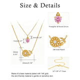14K Gold Birthstone Birth Flower  Pendant Necklace Birthday Jewelry Gifts for Women