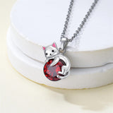 Sterling Silver Cubic Zirconia  Cat Pendant Necklace for Women