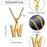 Initial Pendant Necklace 14K Gold Plated with Cuban Chain