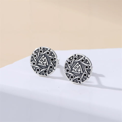 Sterling Silver Viking Raven Crow Skull Stud Earrings