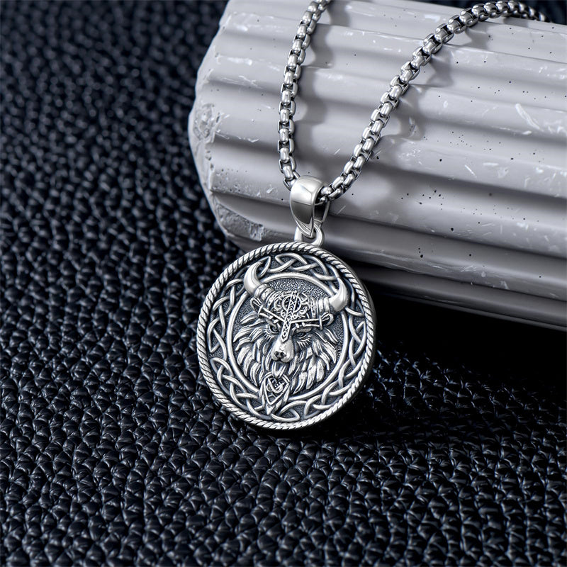 Sterling Silver Viking Raven Bear Odin Wolf Pendant Necklace for Men