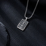 Sterling Silver Tarot Card Pendant  Necklace for Men Gothic Amulet Jewelry