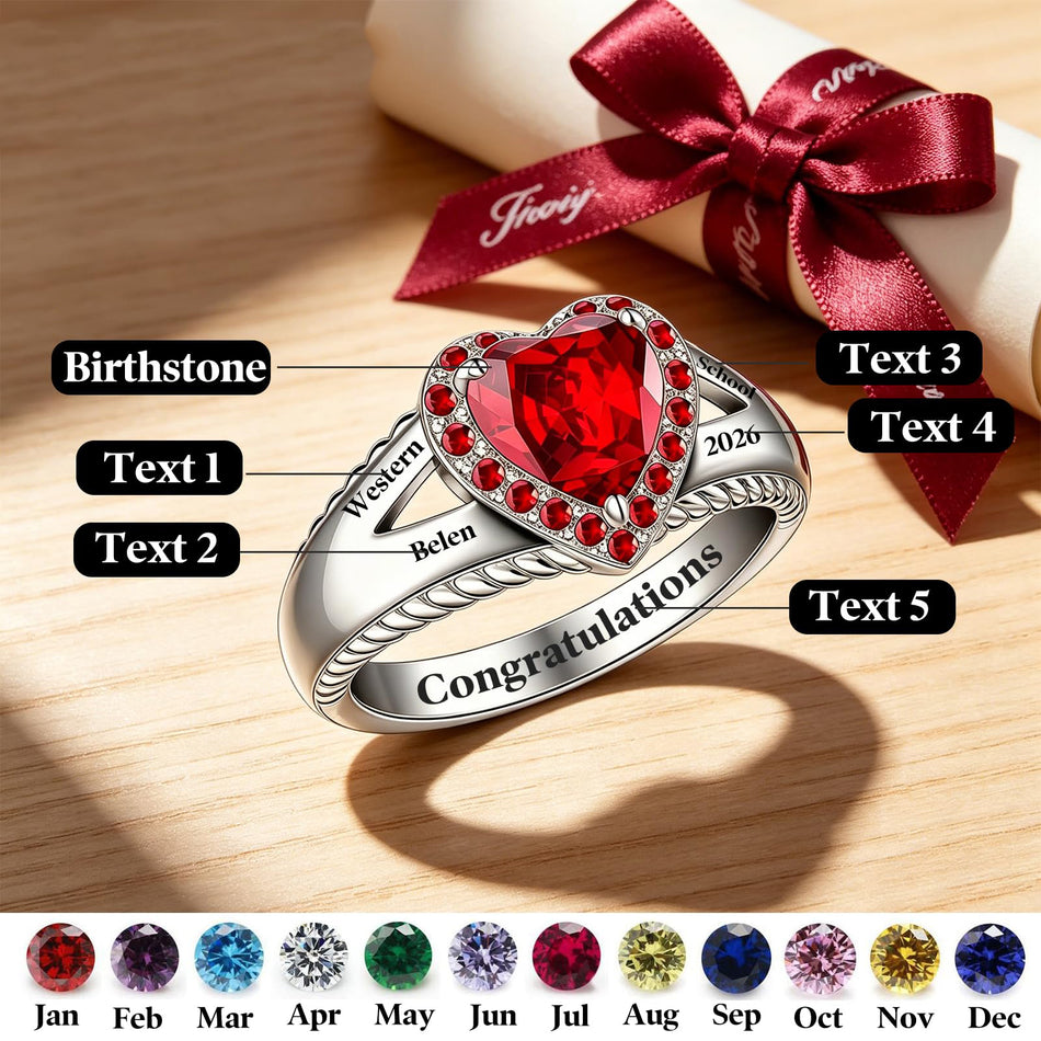Sterling Silver Personalized Graduation Ring for Class of 2026