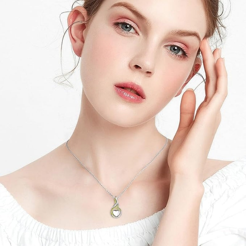Sterling Silver Heart Shape Tear Dangle Urn Necklace for Ashes
