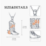 Sterling Silver Cowboy Boot Cowgirl Pendant Necklace