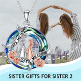 Sterling Silver Circle Crystal Rose Flower 2/3/4 Sisters Pendant Necklace