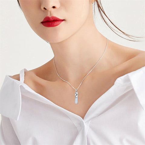 Sterling Silver White Opal Butterfly Dragonfly Tree of Life Paw Print Bar Pendant Necklace Gift for Birthday Christmas