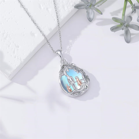 Sterling Silver Moonstone Teardrop Father Daughter Mother Daughter Pendant Necklace