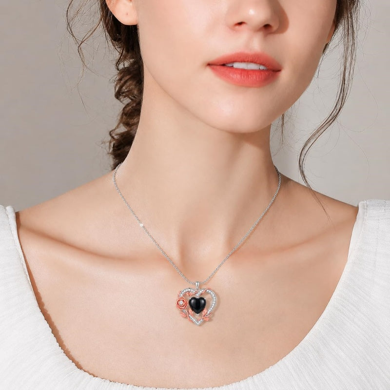 Sterling Silver Teardrop Gemstone Rose Butterfly Infinity Heart Necklace for Women