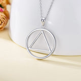 Sobriety Gift 925 Silver Alcoholics Anonymous Necklace AA Recovery Symbol Sobriety Alcoholics Anonymous Gifts for Women Men