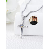 Sterling Silver 100 Languages Personalized Photo Cross Pendant Necklace