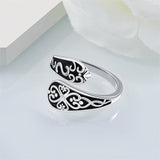 925 Sterling Silver Vintage Cross  Spoon Nature Ring