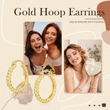 14K Gold Plated Cubic Zircon Hoop Earrings for Women