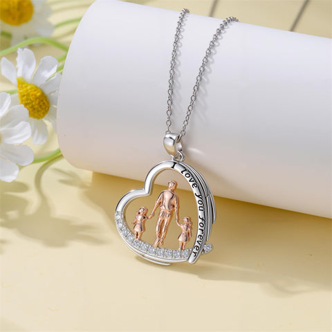 Sterling Silver Mother Daughter Father Daughter Sister Pendant Necklace Family Jewelry for Christmas Mother's Day