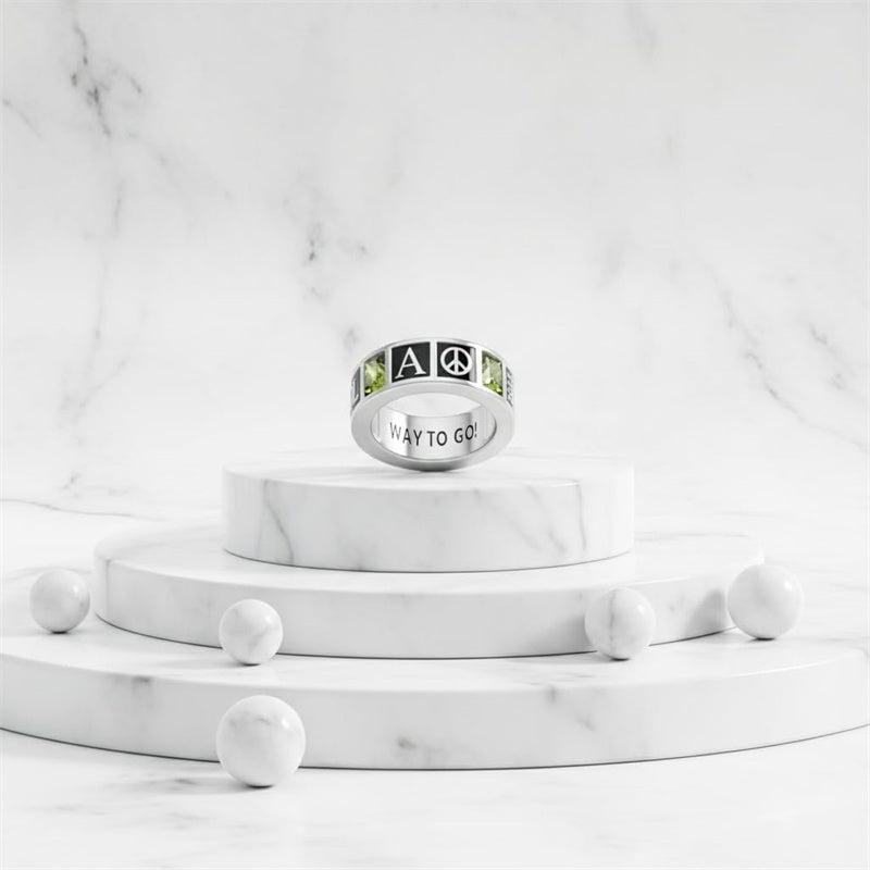 Sterling Silver 10K 14K 18K Gold Personalized Birthstone Pattern High School College Class Ring