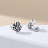 Sterling Silver Viking Raven Crow Skull Stud Earrings