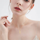 14K Yellow Gold Simple Cross Pendant Necklace