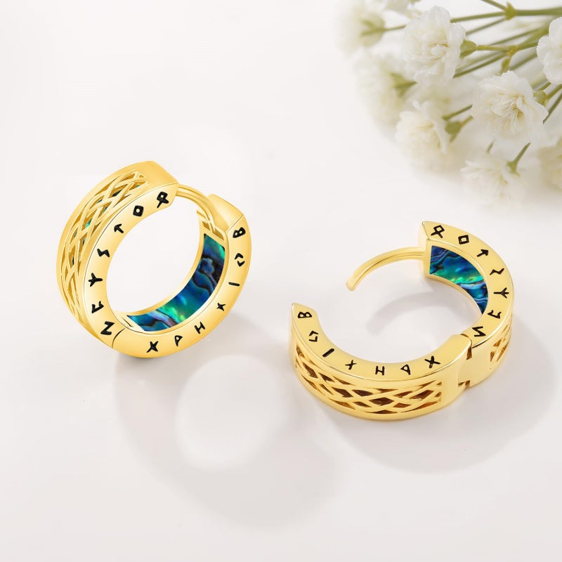 14K Gold Plated  Viking Hoop Earrings