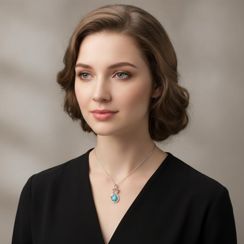 Sterling Silver Teardrop Gemstone Rose Butterfly Infinity Heart Necklace for Women