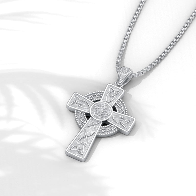 14K Gold Plated Celtic Vikin Cross Pendant Necklace Irish Jewelry Religious Protective Gift