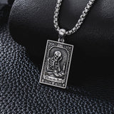 Sterling Silver Tarot Card Pendant  Necklace for Men Gothic Amulet Jewelry