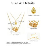 14K Gold Birthstone Birth Flower  Pendant Necklace Birthday Jewelry Gifts for Women