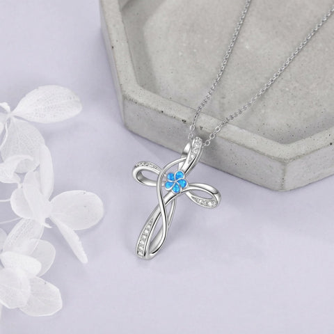Sterling Silver Daisy Rose Plumeria Lotus Sunflower Cross Pendant Necklace for Women