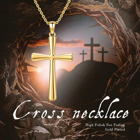 14K Gold Plated  Cross Necklace for Women Christian Jewelry  Birthday Christmas Gift
