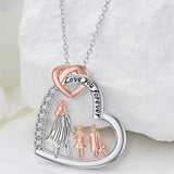 Sterling Silver Heart  Father and Daughter Pendant Necklace With Engraved Word Love You Forever