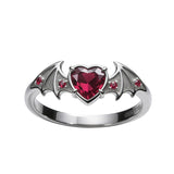 Sterling Silver Personalized Birthstone Punk Skull Bat Snake Ring Goth Jewelry for Halloween Birthday